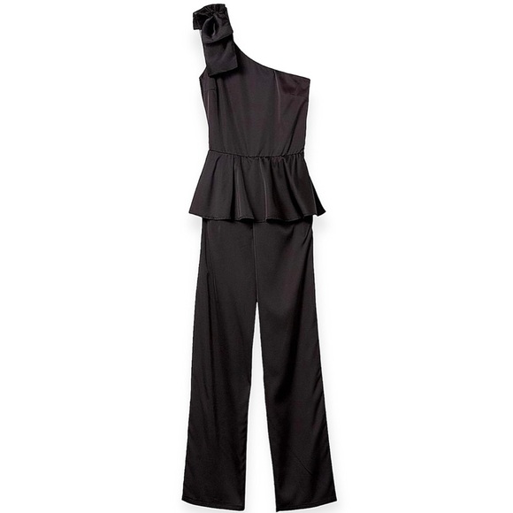 The Drop Women’s Medium Dressy Jumpsuit One Shoulder Stretch Black Pant Jumpsuit - Picture 1 of 11